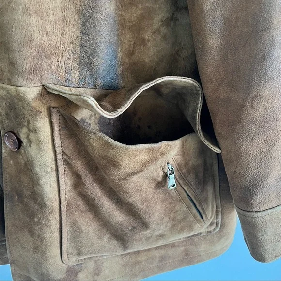 Vintage Yukalix Men's Brown Suede Field Jacket Coat Button Up Men's L Rugged - Picture 6 of 16